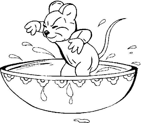 Coloring Mouse in a bowl. Category cartoons. Tags:  mouse, bowl.