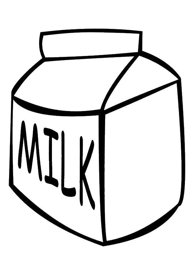 Название: Раскраска Пакет молока. Категория: Молоко. Теги: еда.