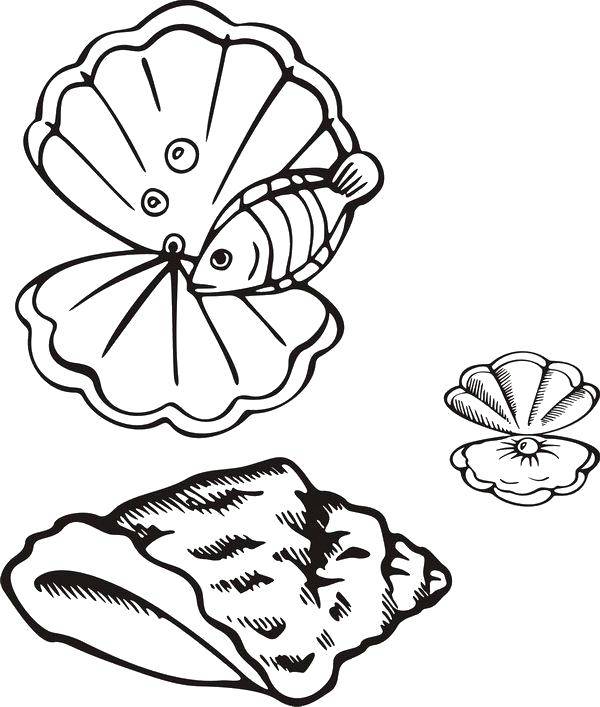 Coloring Fish swimming near pearls. Category fish. Tags:  Underwater world, fish, pearls.