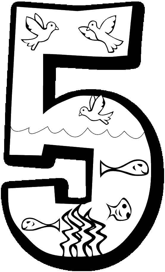 Coloring Figure 5. Category Numbers. Tags:  numbers, number, 5.