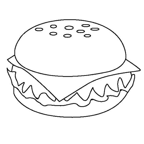 Розмальовки  Чізбургер. Завантажити розмальовку фастфуд, чізбургер.  Роздрукувати ,Гамбургер,
