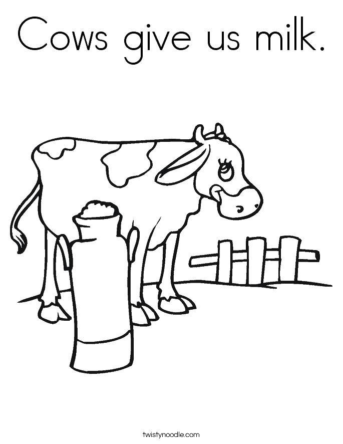 Название: Раскраска Коровы дают молоко. Категория: Молоко. Теги: Английский.