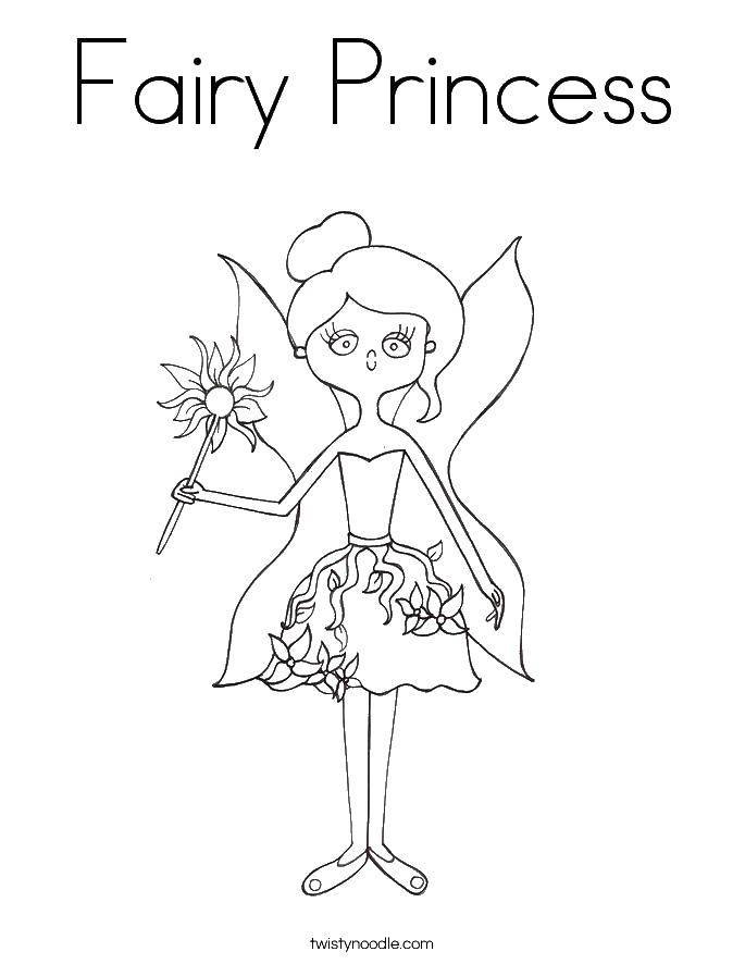 Розмальовки  Фея принцеса. Завантажити розмальовку фея, принцеса.  Роздрукувати ,фея,