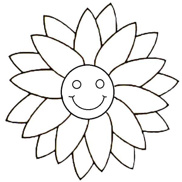 Coloring Daisy with a smiley face. Category flowers. Tags:  daisies, smiley.